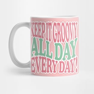 Groovy poster lettering, hippie, joy Mug